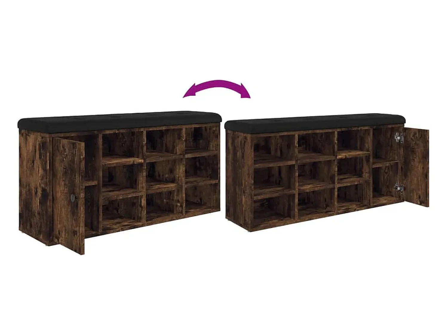 Móvel De Arrumação|Sapateira|vidaxl Banco sapateira 102x32x50 cm derivados madeira carvalho fumado Natural claro