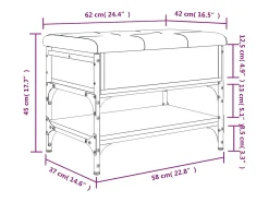 vidaxl Banco sapateira 62x42x45 cm derivados de madeira^ Móvel De Arrumação|Sapateira
