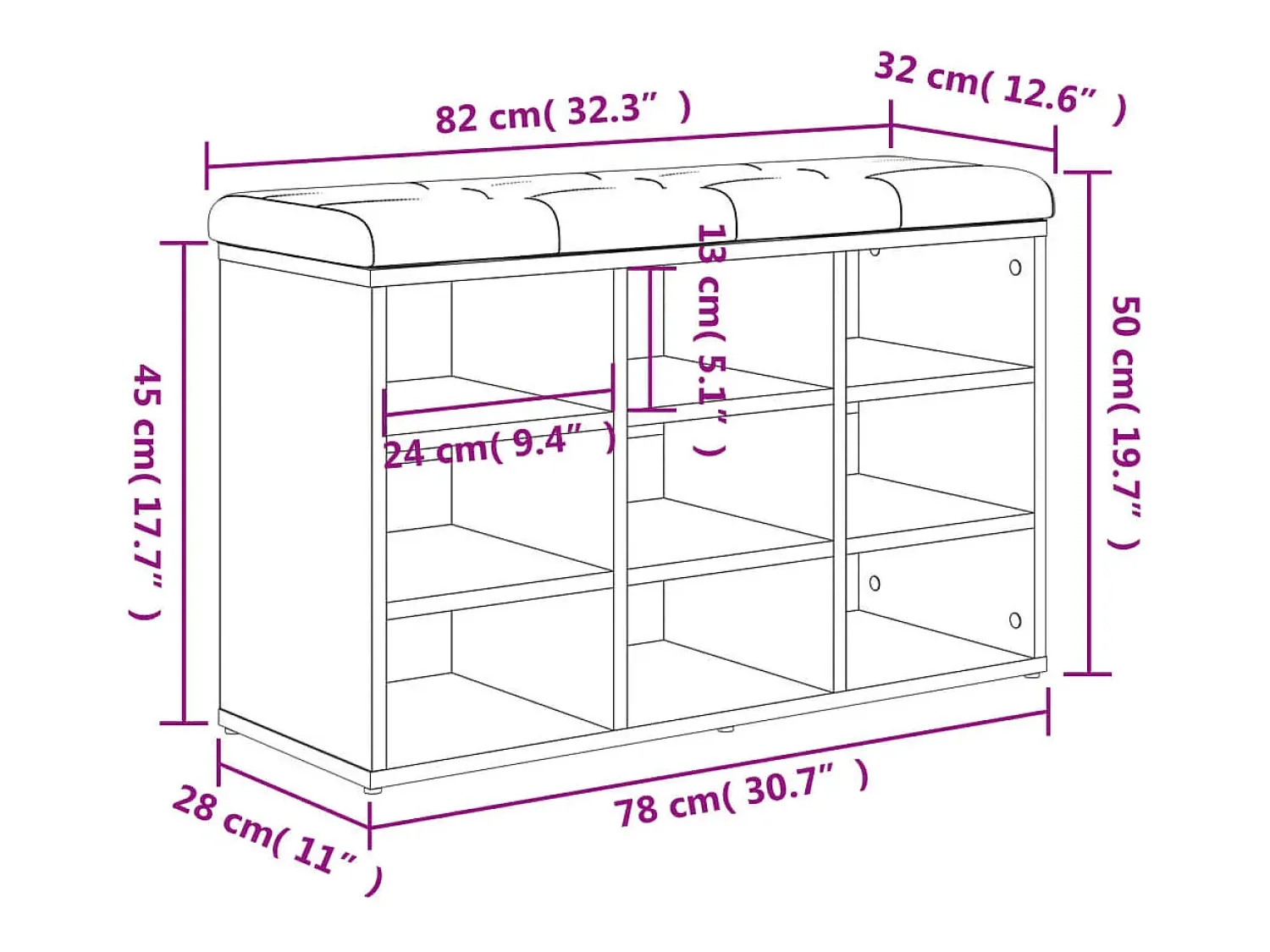 vidaxl Banco sapateira 82x32x50 cm derivados madeira cimento^ Móvel De Arrumação|Sapateira