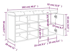 Clearance vidaxl Banco sapateira 102x32x50 cm derivados madeira cimento Cinzento