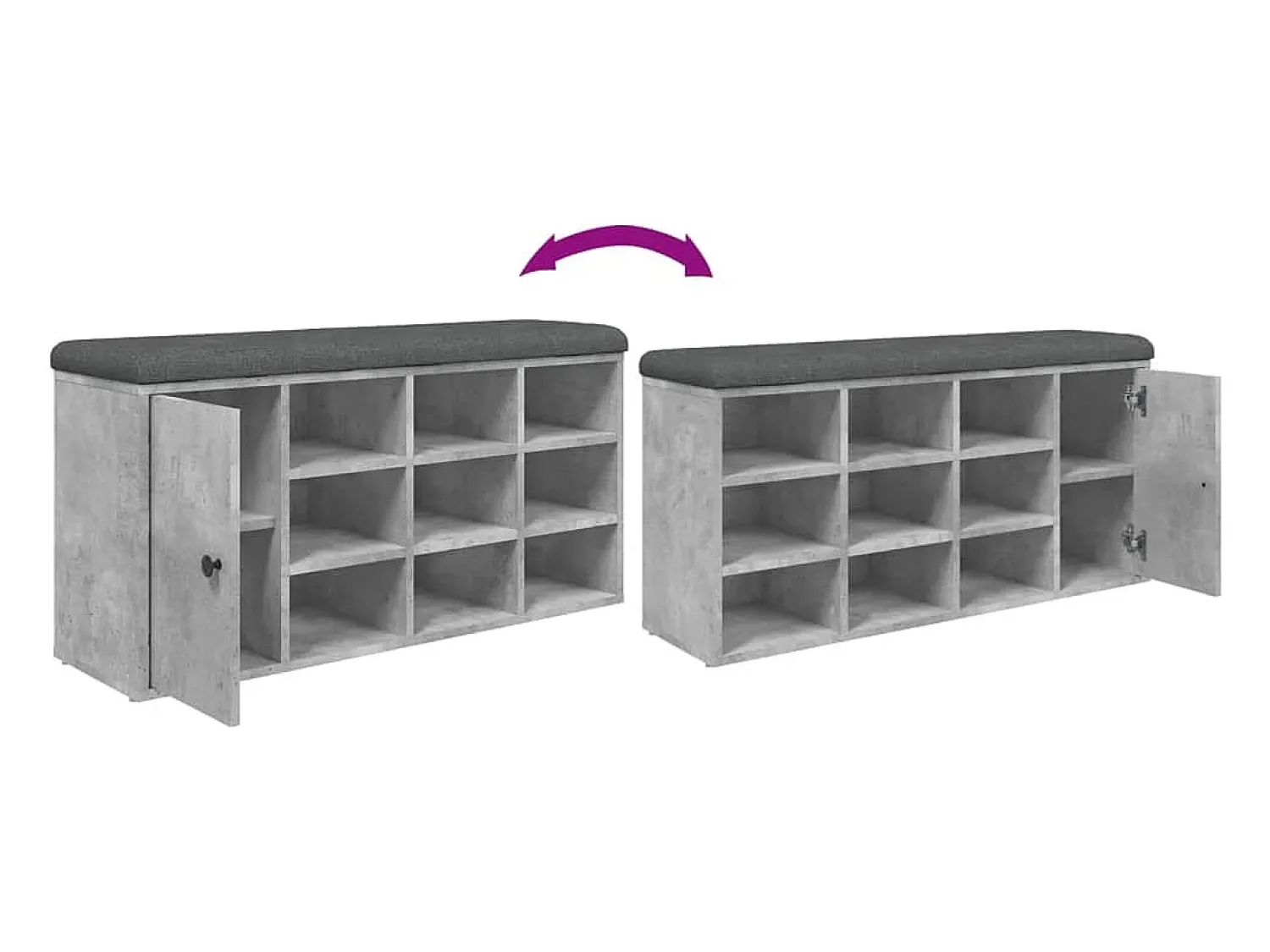 Clearance vidaxl Banco sapateira 102x32x50 cm derivados madeira cimento Cinzento