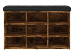 Móvel De Arrumação|Sapateira| Banco sapateira 82x32x50 cm derivados madeira carvalho fumado PT940331 Castanho