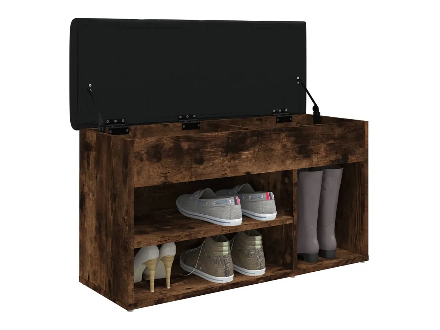 Online Banco sapateira 82x32x45,5 cm derivados madeira carvalho fumado PT489846 Castanho