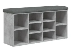 Best vidaxl Banco sapateira 102x32x50 cm derivados madeira cinzento cimento Cinzento claro