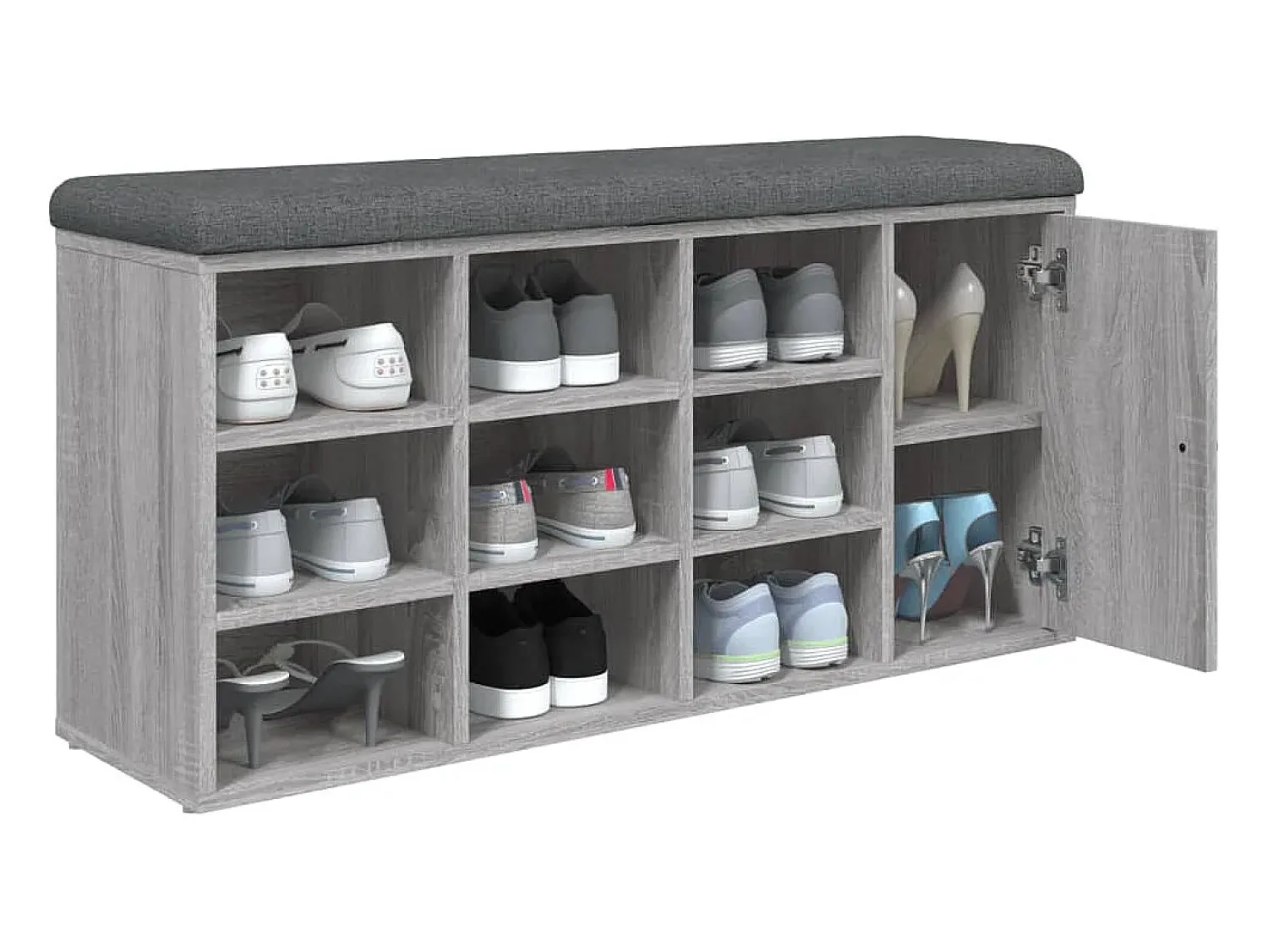 Móvel De Arrumação|Sapateira| Banco sapateira 102x32x50 cm derivados madeira sonoma PT956217 Cinzento
