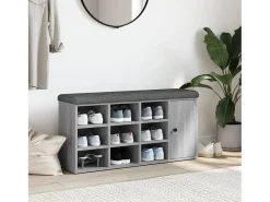 Móvel De Arrumação|Sapateira| Banco sapateira 102x32x50 cm derivados madeira sonoma PT956217 Cinzento