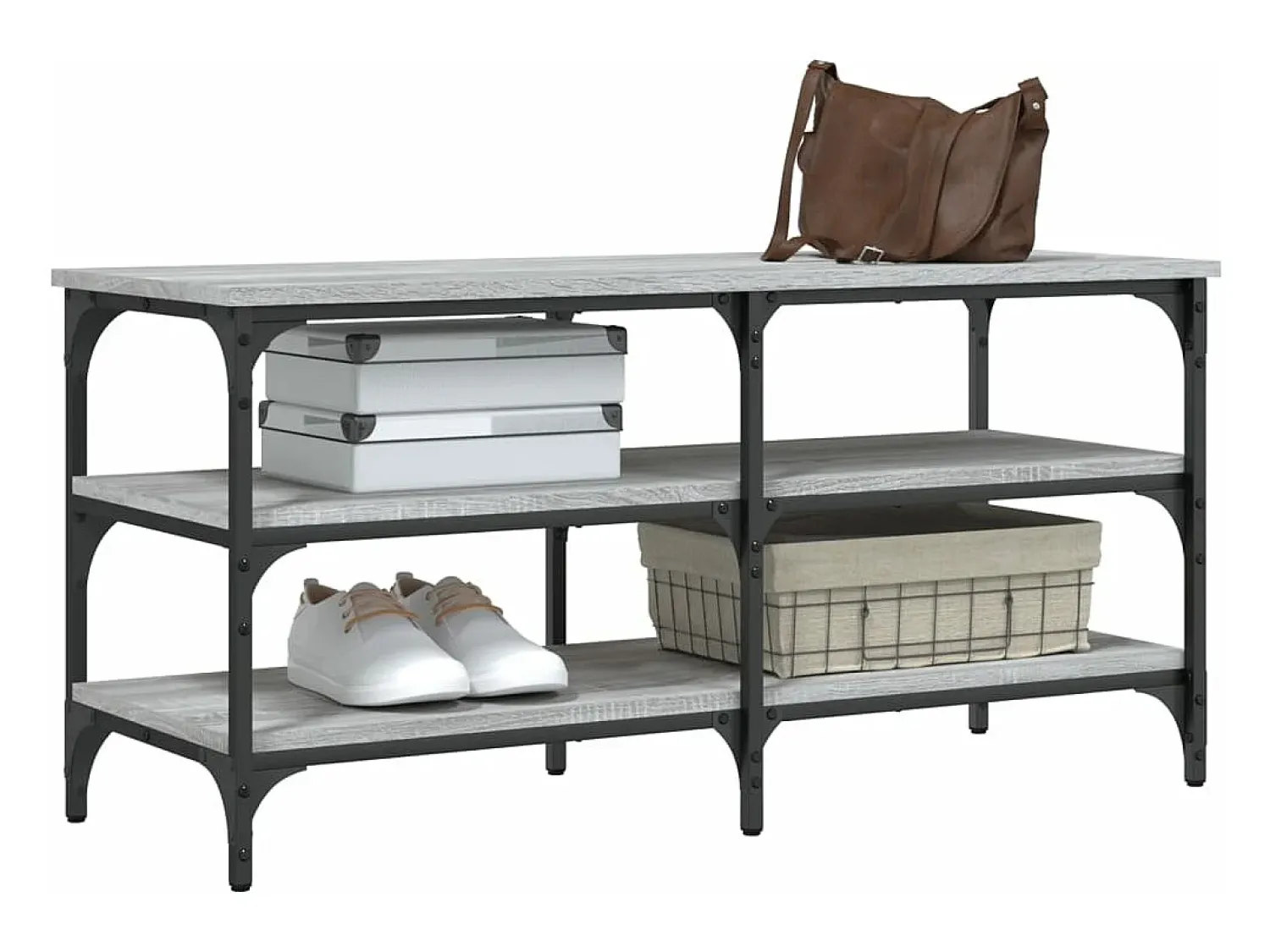Discount vidaxl Banco sapateira 100x38,5x49cm derivados madeira sonoma Cinzento