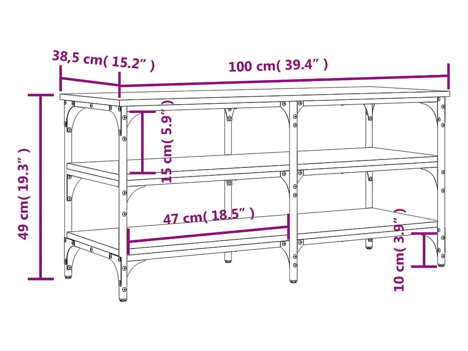 Discount vidaxl Banco sapateira 100x38,5x49cm derivados madeira sonoma Cinzento