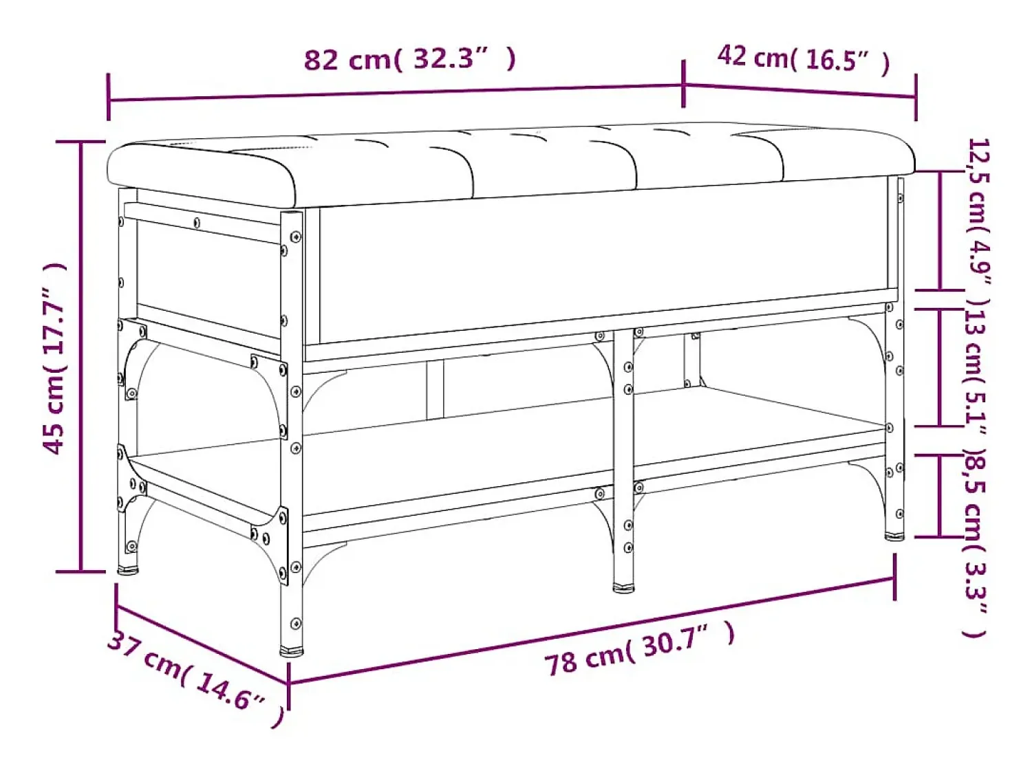 Móvel De Arrumação|Sapateira*vidaxl Banco sapateira 82x42x45cm derivados de madeira carvalho fumado Natural claro
