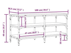vidaxl Banco sapateira 100x38,5x49cm derivados madeira carvalho fumado^ Móvel De Arrumação|Sapateira