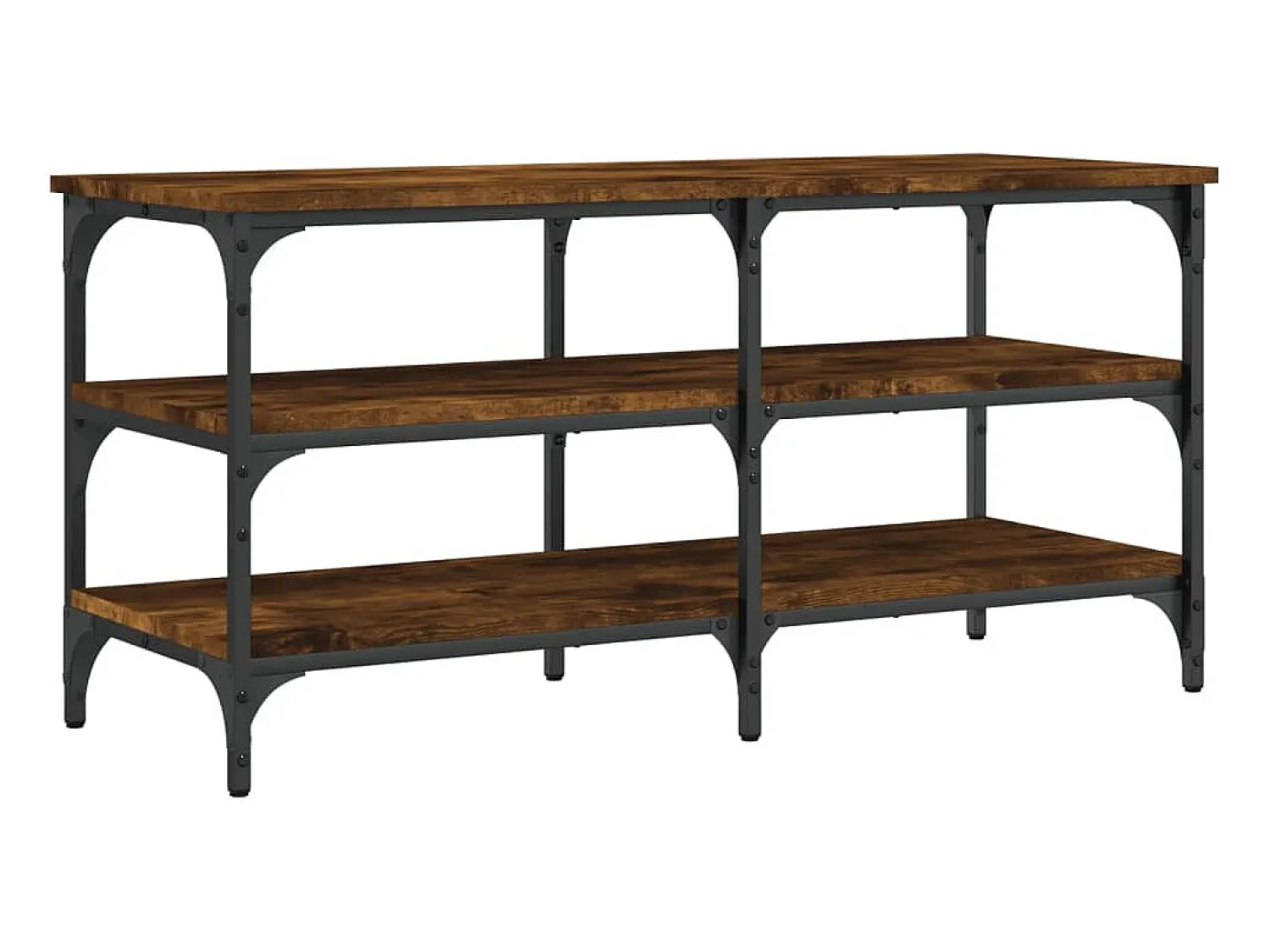 vidaxl Banco sapateira 100x38,5x49cm derivados madeira carvalho fumado^ Móvel De Arrumação|Sapateira