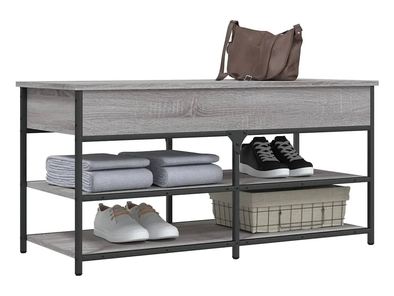 vidaxl Banco sapateira 100x42,5x50cm derivados madeira sonoma^ Móvel De Arrumação|Sapateira