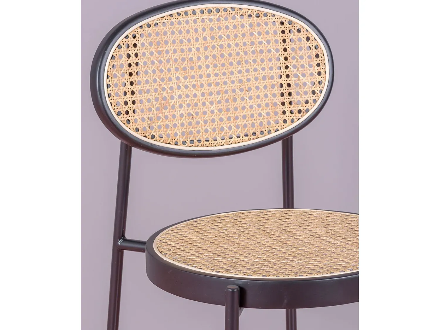 Nest Dream Banco vintage com design clássico em rotim natural (65cm) - Norte - Preto