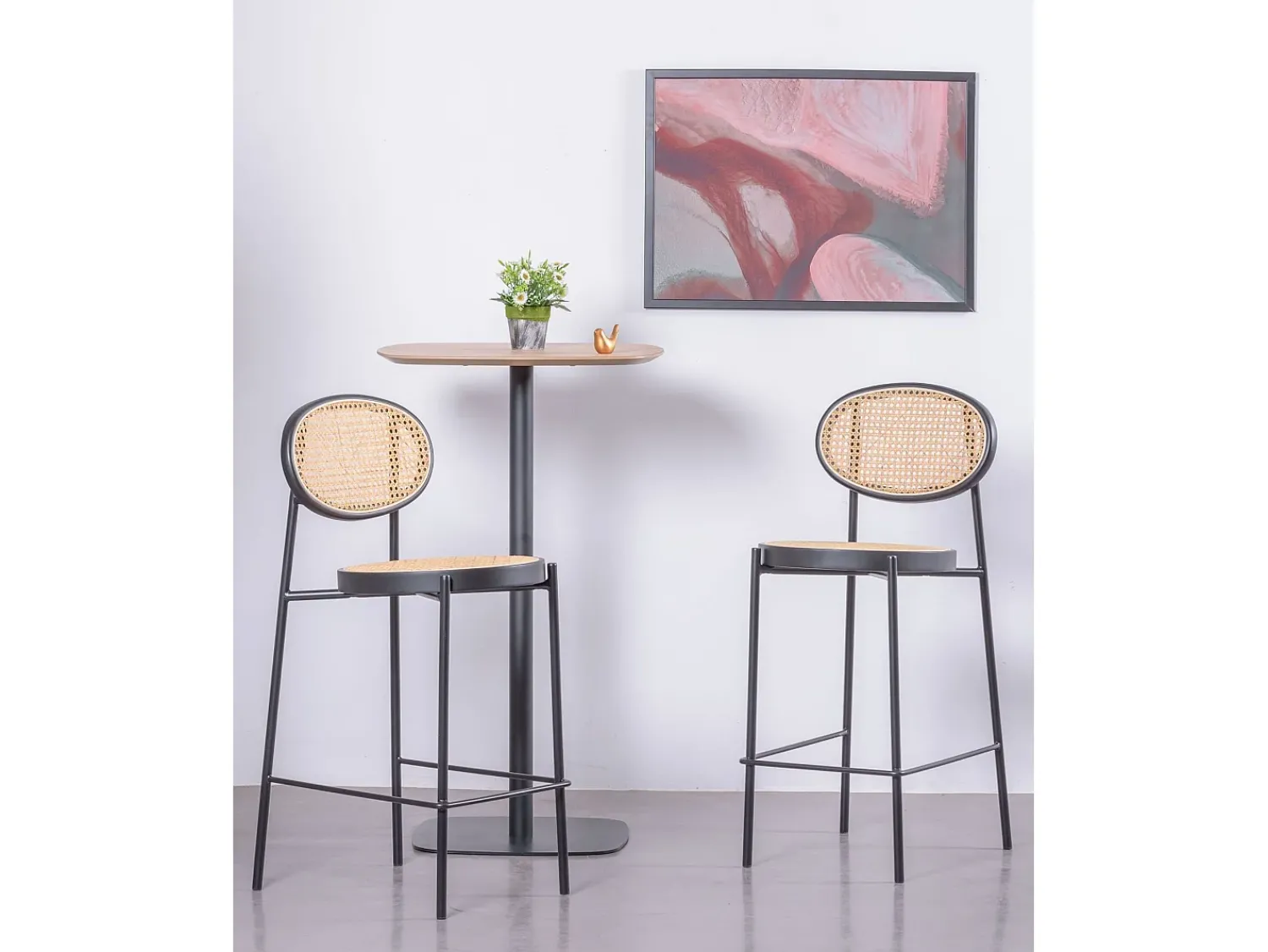 Nest Dream Banco vintage com design clássico em rotim natural (65cm) - Norte - Preto