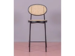 Nest Dream Banco vintage com design clássico em rotim natural (65cm) - Norte - Preto