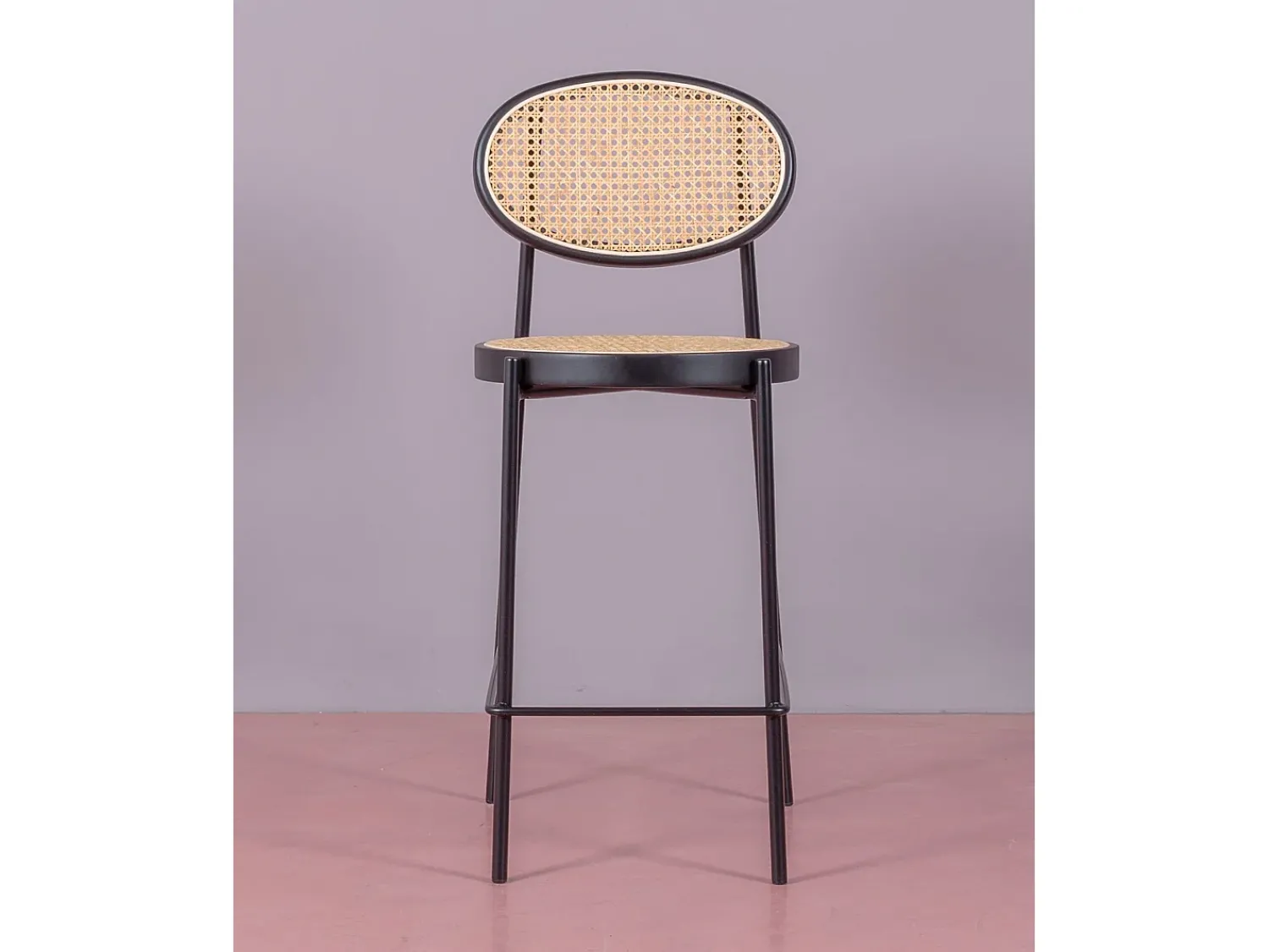 Nest Dream Banco vintage com design clássico em rotim natural (65cm) - Norte - Preto