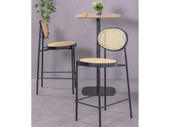 Nest Dream Banco vintage com design clássico em rotim natural (65cm) - Norte - Preto