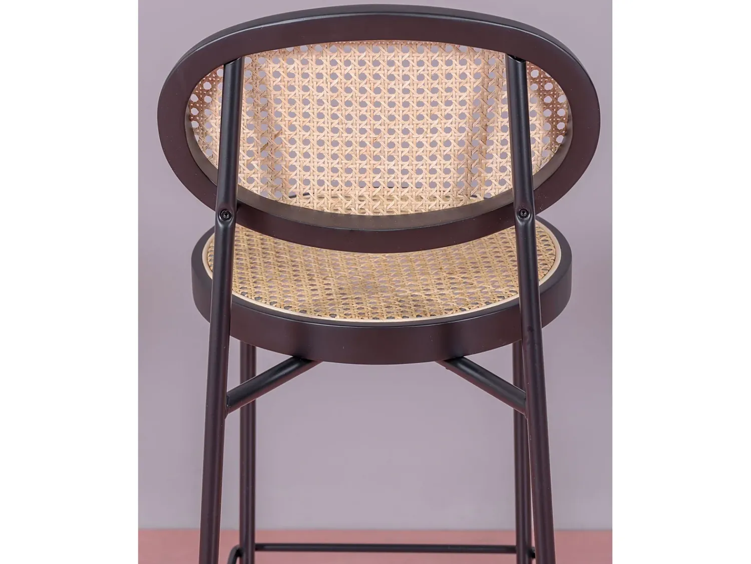 Nest Dream Banco vintage com design clássico em rotim natural (65cm) - Norte - Preto