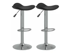 vidaxl Bancos de bar 2 pcs aço cromado e couro artificial Preto