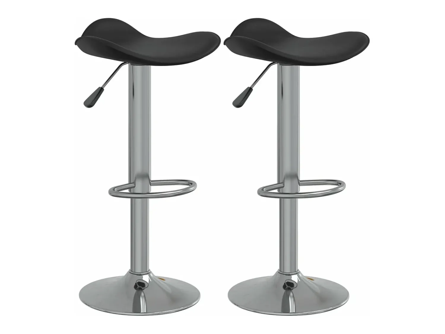 vidaxl Bancos de bar 2 pcs aço cromado e couro artificial Preto