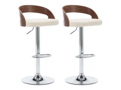 Clearance vidaxl Bancos de bar 2 pcs couro artificial e madeira curvada Creme