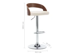 Clearance vidaxl Bancos de bar 2 pcs couro artificial e madeira curvada Creme