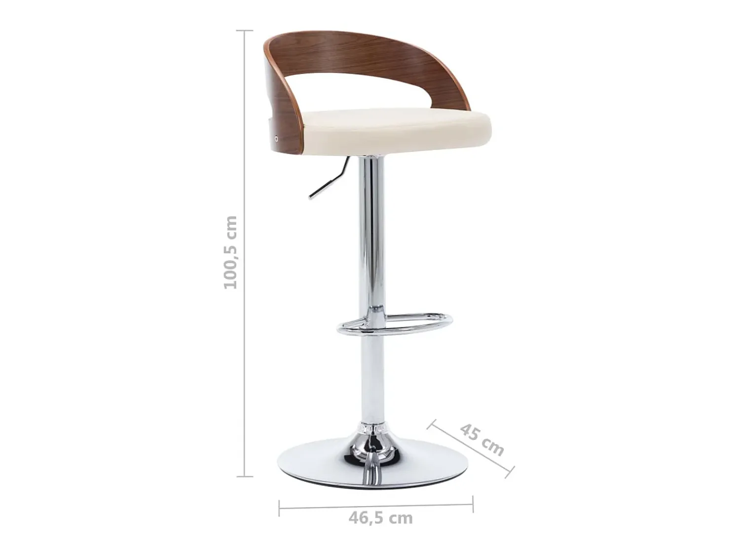 Clearance vidaxl Bancos de bar 2 pcs couro artificial e madeira curvada Creme