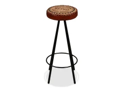 Hot vidaxl Bancos de bar 2 pcs couro genuíno Castanho