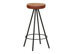 Banco|vidaxl Bancos de bar 4 pcs couro genuíno Castanho
