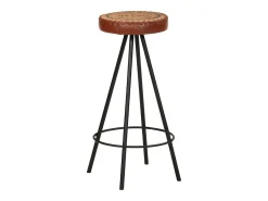 Banco|vidaxl Bancos de bar 4 pcs couro genuíno Castanho