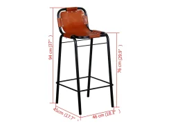 vidaxl Bancos de bar 2 pcs couro genuíno Castanho