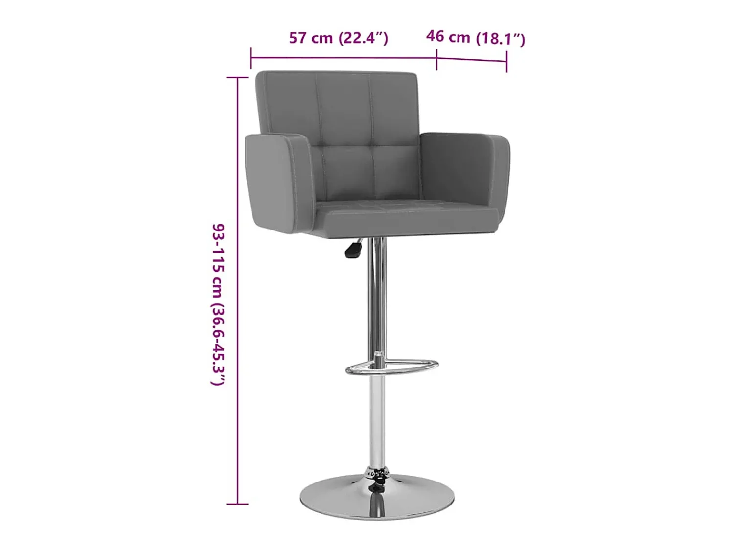 Outlet vidaxl Bancos de bar 2 pcs couro artificial Cinzento