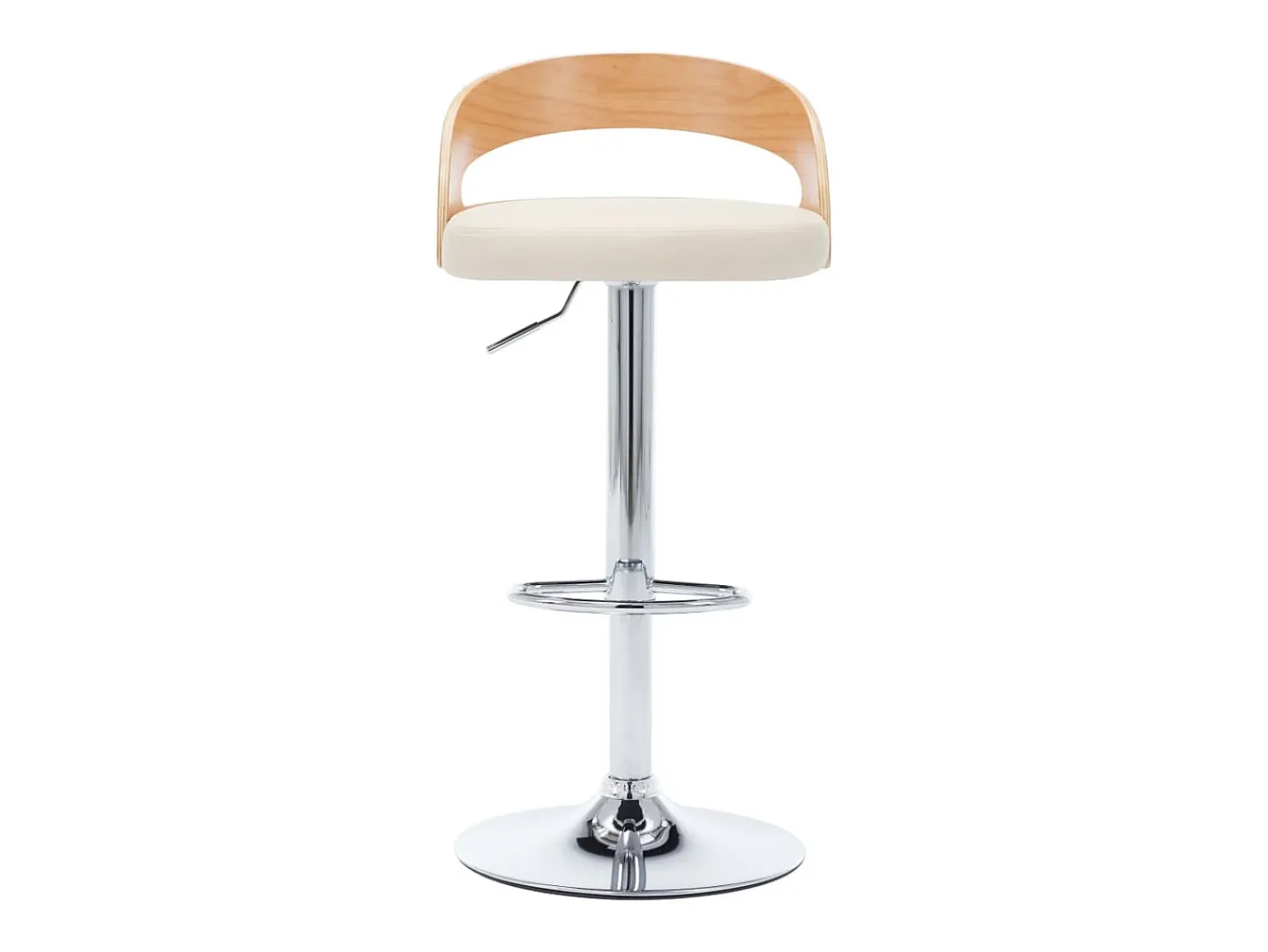 Banco*vidaxl Bancos de bar 2 pcs couro artificial e madeira curvada Creme