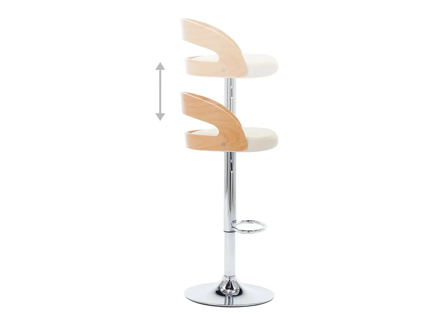 Banco*vidaxl Bancos de bar 2 pcs couro artificial e madeira curvada Creme