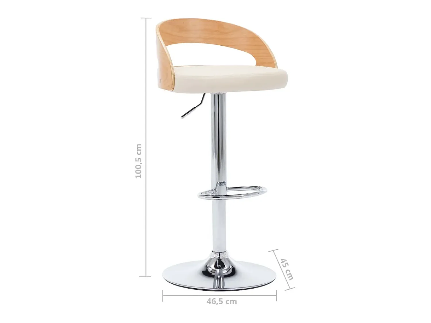 Banco*vidaxl Bancos de bar 2 pcs couro artificial e madeira curvada Creme