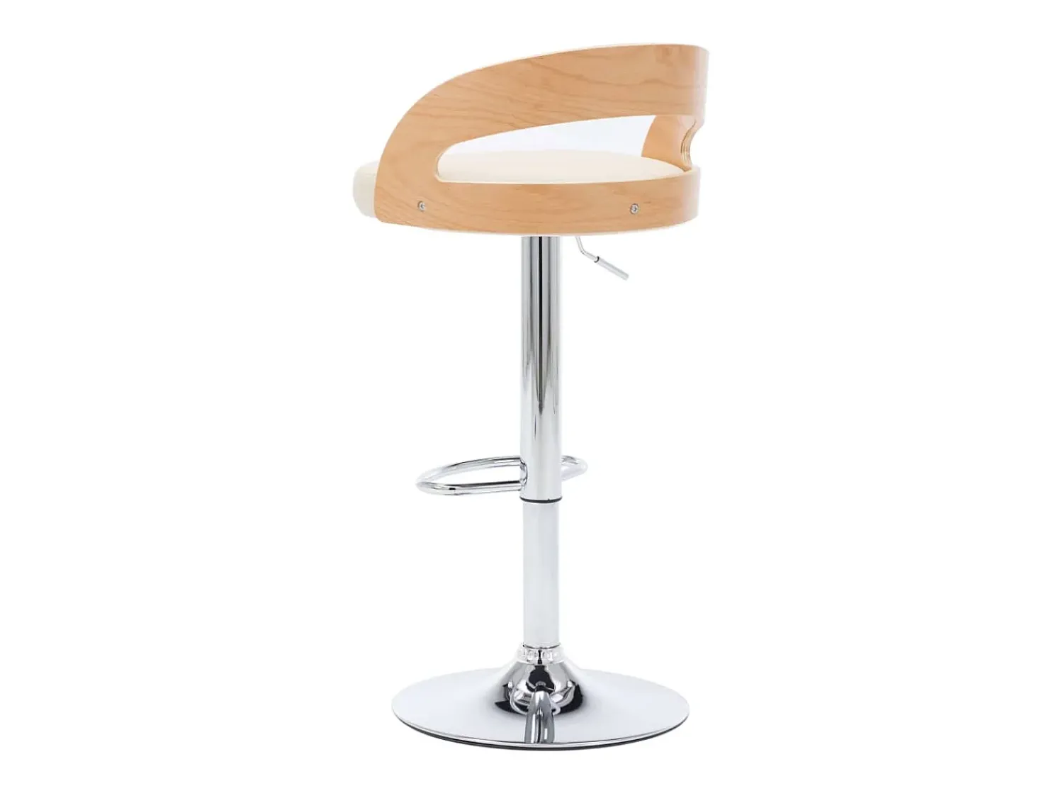 Banco*vidaxl Bancos de bar 2 pcs couro artificial e madeira curvada Creme
