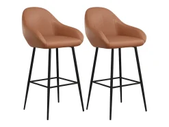 Banco*vidaxl Bancos de bar 2 pcs couro artificial -claro Castanho