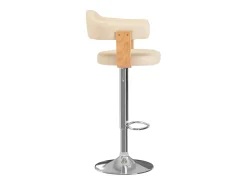 Banco|vidaxl Bancos de bar 2 pcs madeira curvada e couro artificial Creme