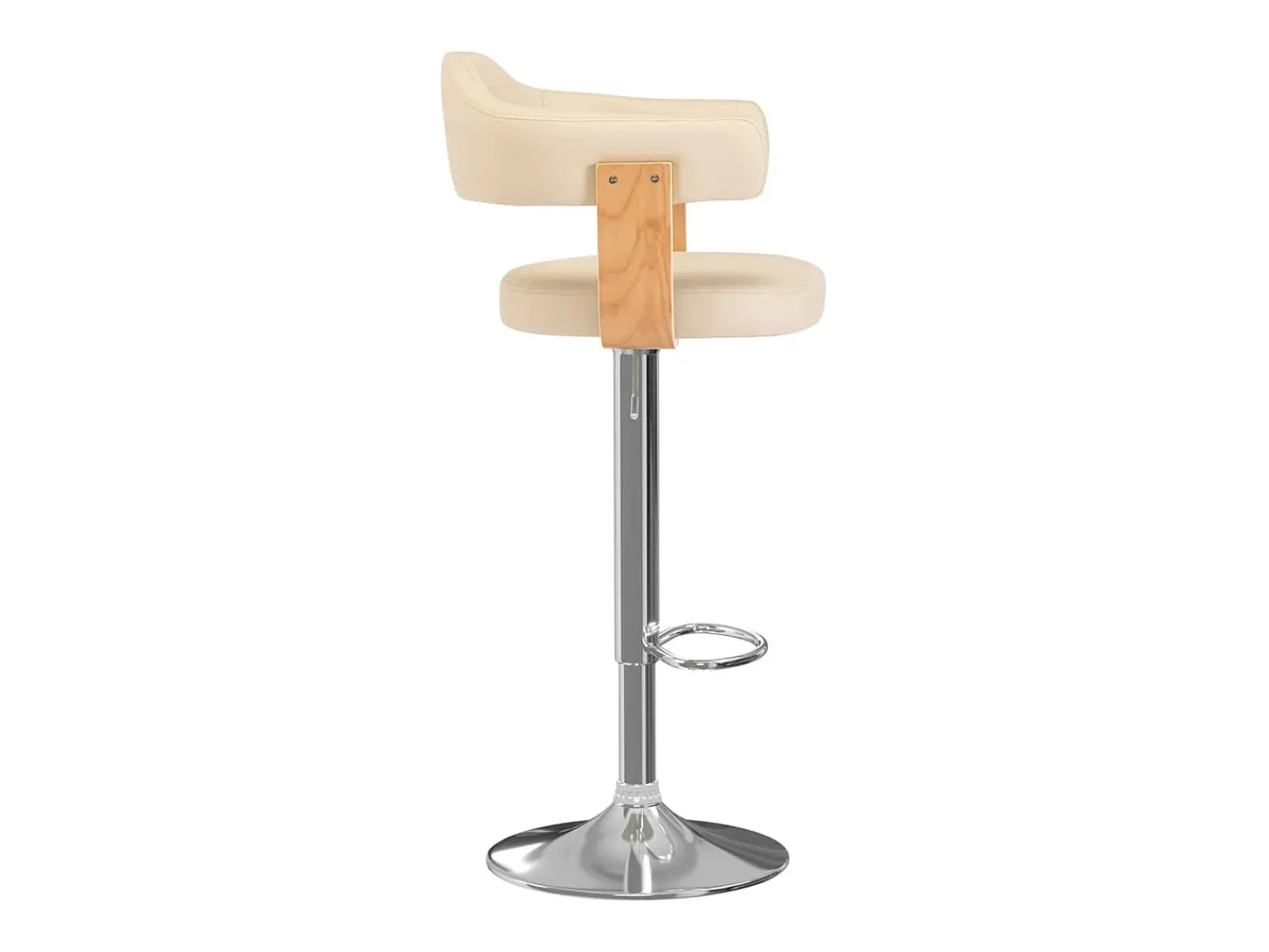 Banco|vidaxl Bancos de bar 2 pcs madeira curvada e couro artificial Creme