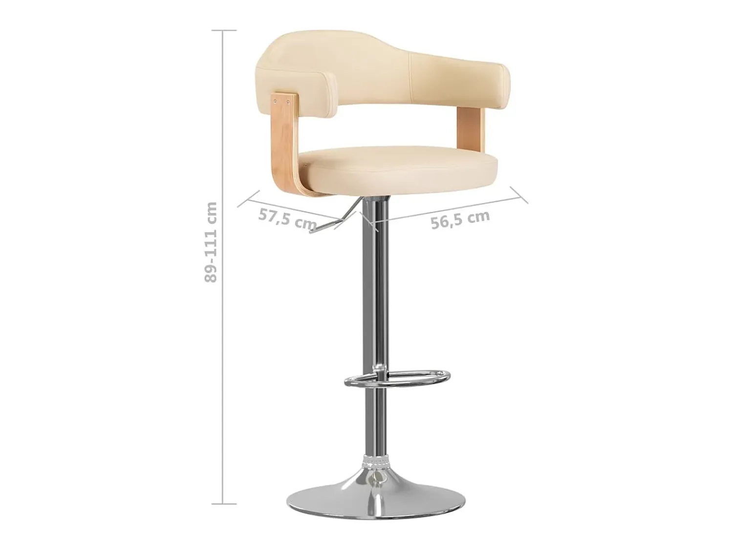 Banco|vidaxl Bancos de bar 2 pcs madeira curvada e couro artificial Creme