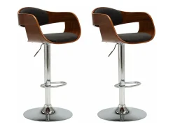 Banco* Bancos de bar 2 pcs madeira curvada e tecido PT640708 Cinzento