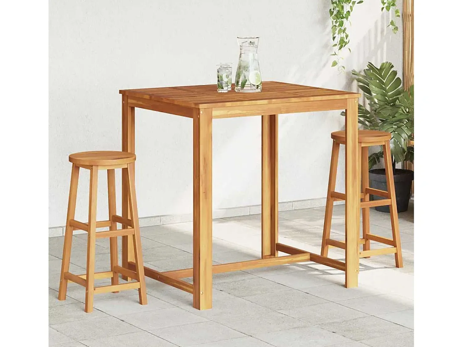 Banco|vidaxl Bancos de bar 2 pcs madeira de acácia maciça Natural claro