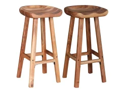 Online vidaxl Bancos de bar 2 pcs madeira acácia maciça Natural claro