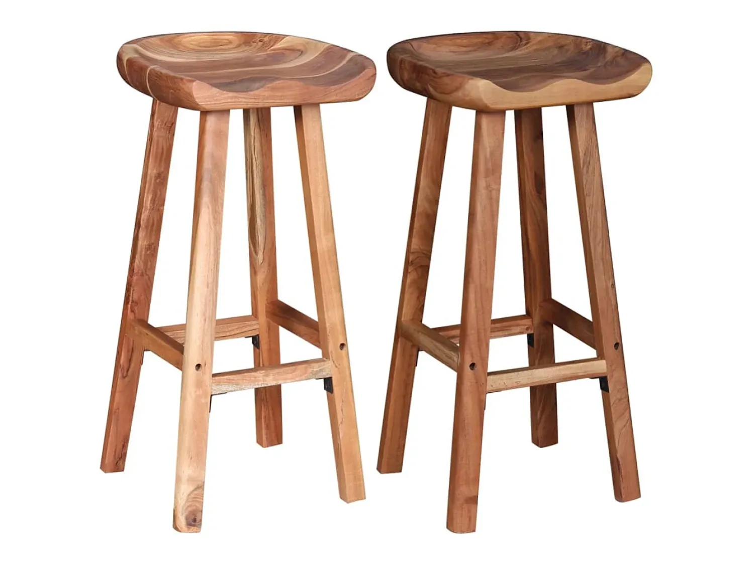 Online vidaxl Bancos de bar 2 pcs madeira acácia maciça Natural claro