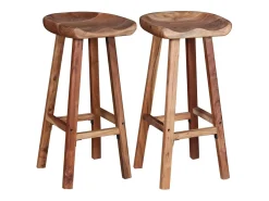 Online vidaxl Bancos de bar 2 pcs madeira acácia maciça Natural claro