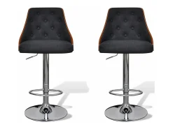 Clearance vidaxl Bancos de bar 2 pcs madeira curvada e tecido Cinzento