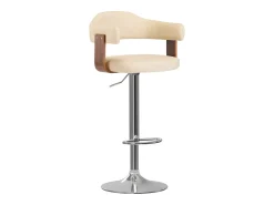 Banco*vidaxl Bancos de bar 2 pcs madeira curvada e couro artificial Creme
