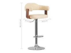 Banco*vidaxl Bancos de bar 2 pcs madeira curvada e couro artificial Creme