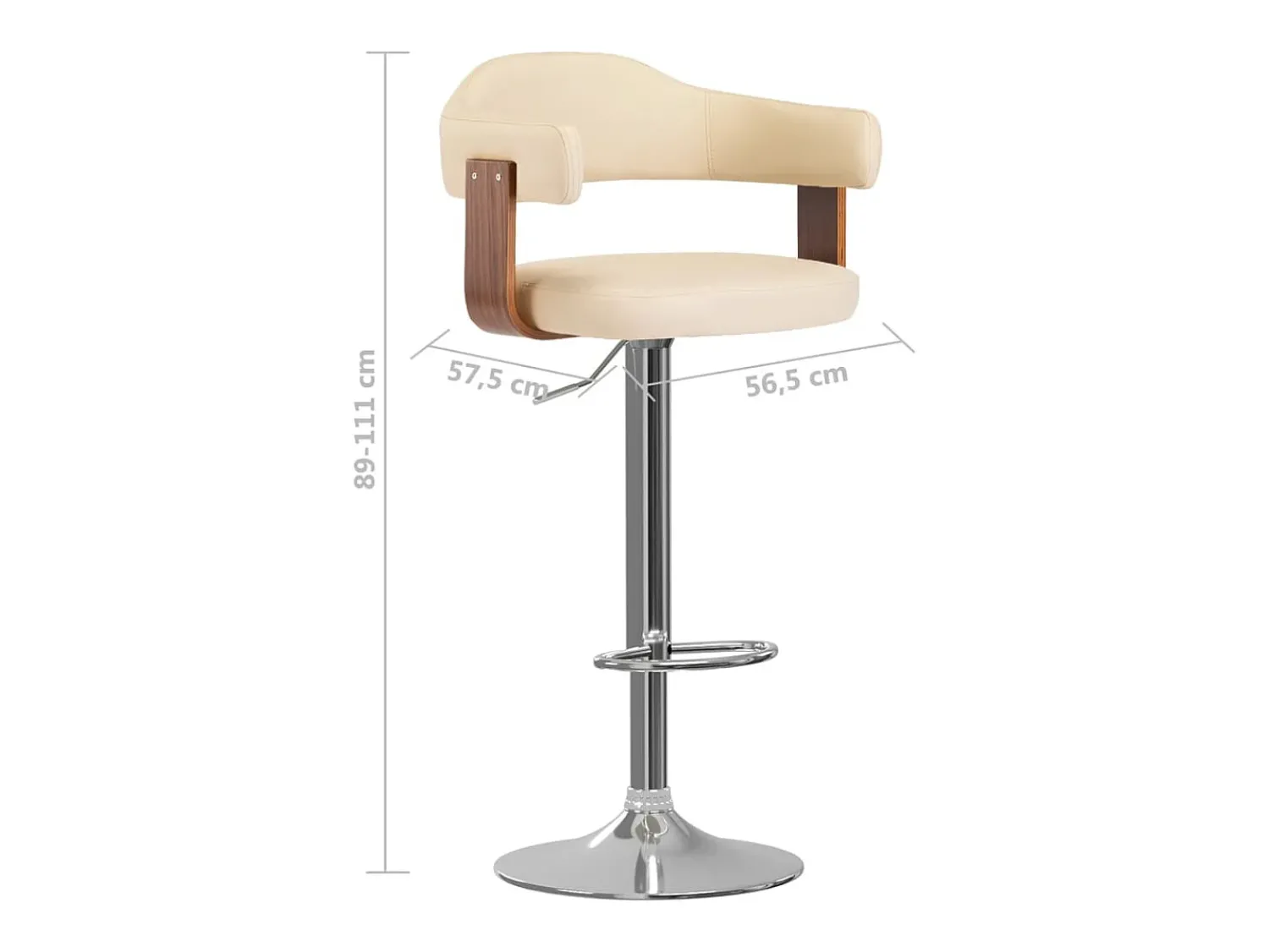 Banco*vidaxl Bancos de bar 2 pcs madeira curvada e couro artificial Creme
