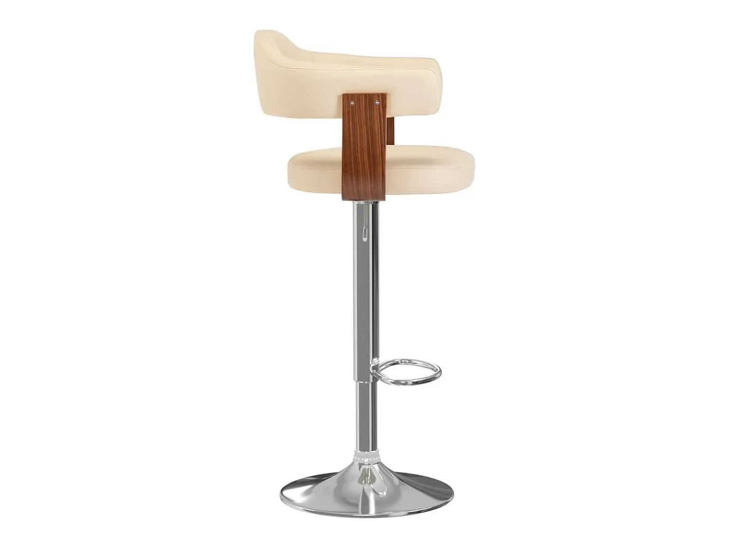 Banco*vidaxl Bancos de bar 2 pcs madeira curvada e couro artificial Creme